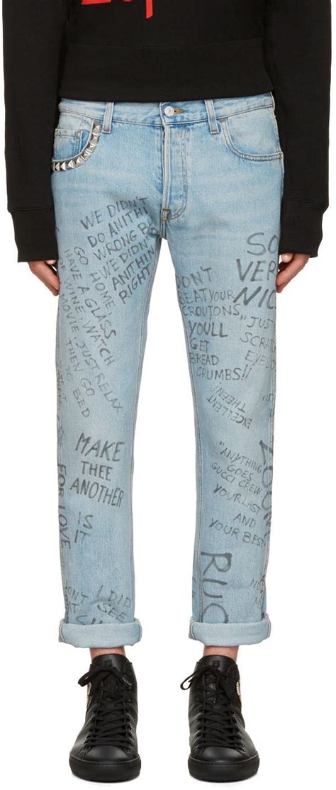 gucci blue studded scribble jeans|Gucci jeans net a porter.